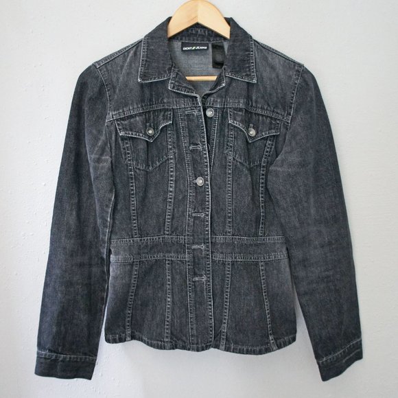 DKNY Jeans Black Denim Button Up Jean Jacket EUC - Picture 1 of 6